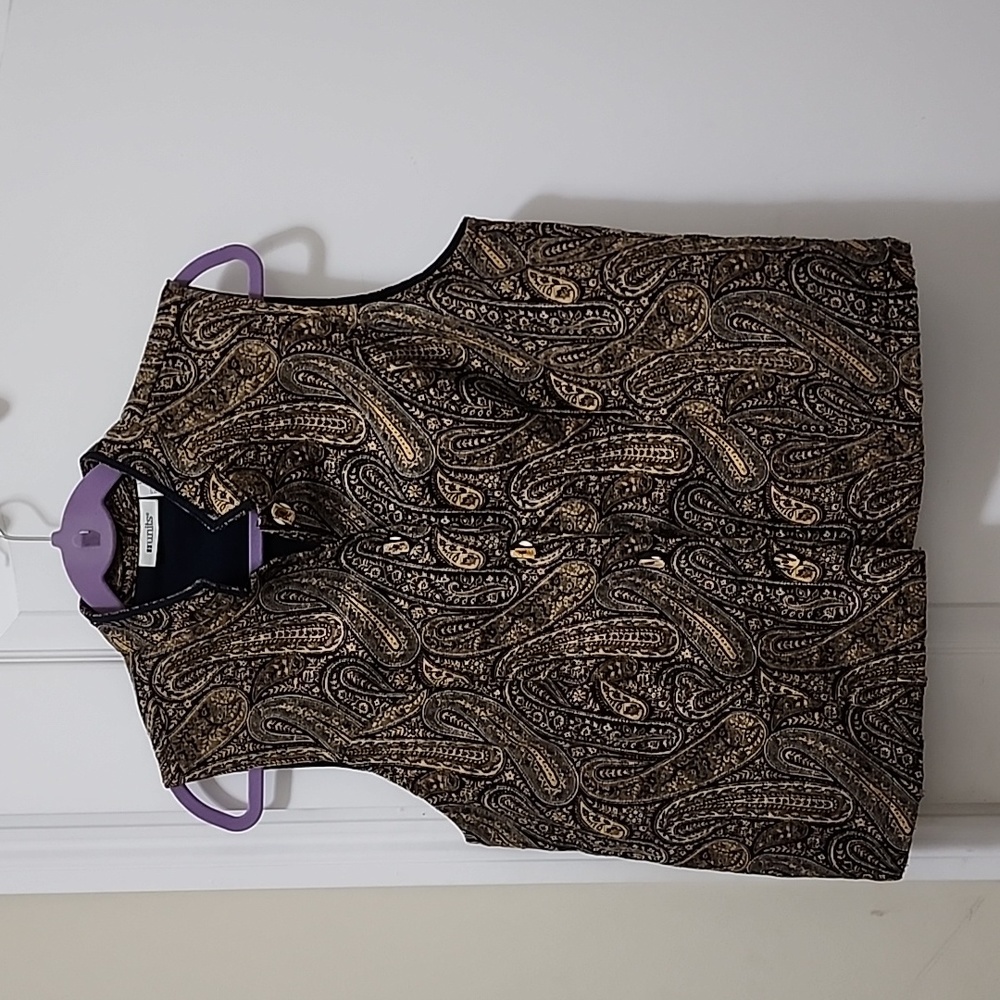 UNITS Black, Gold and Camel Paisley Vest Size Large
